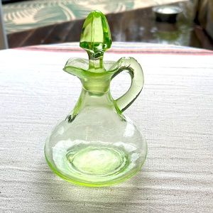 Vintage Light Green Glass Bottle With Stopper.